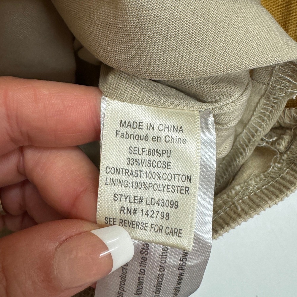 Loveriche Dress Womens Medium Tan Gold Faux Leather Mini Shift - Picture 5 of 8